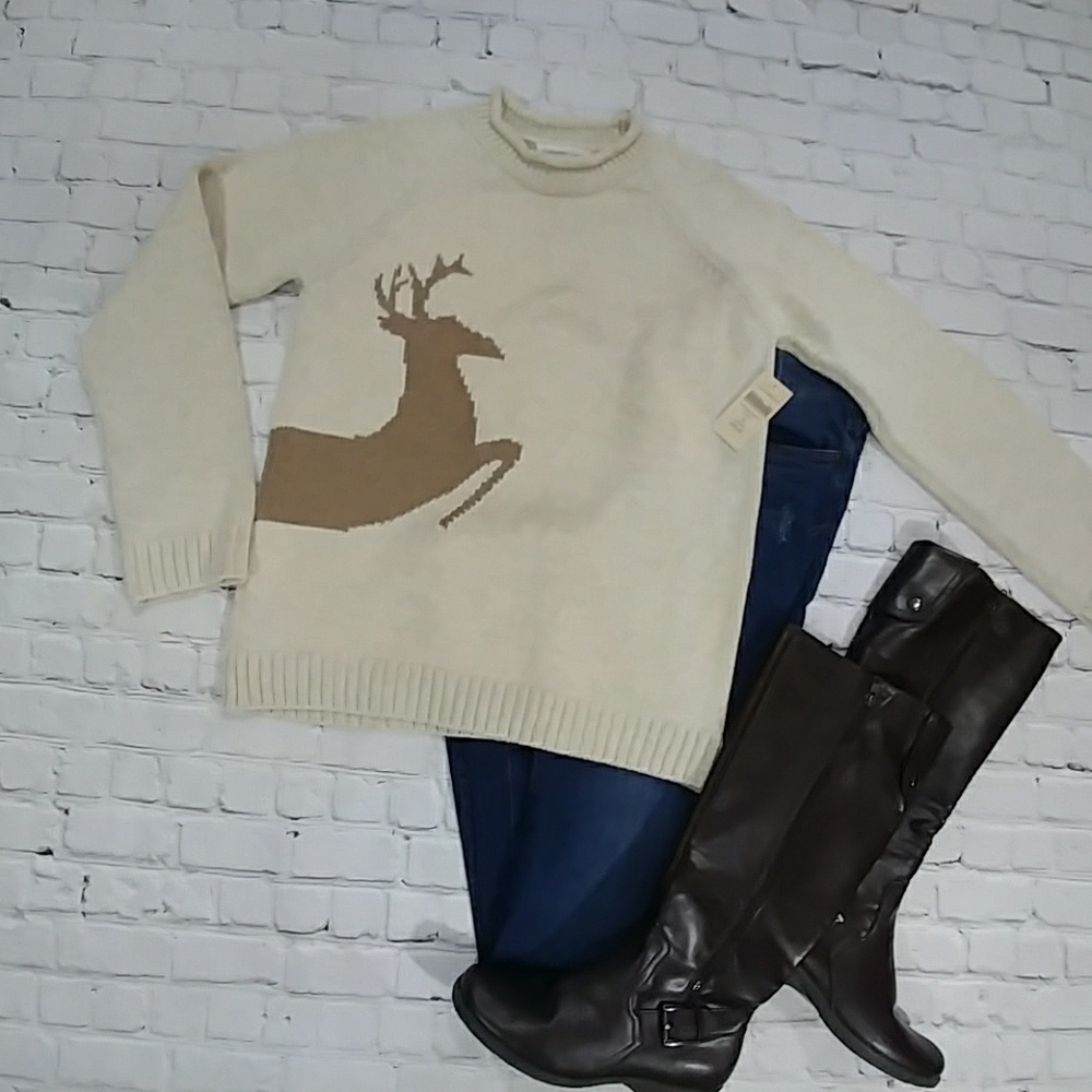 NWT Coldwater Creek Prancing Deer Sweater